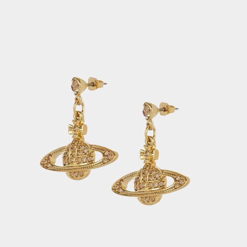 Vivienne Westwood Mini Bas Relief Drop Earrings Gold Light Colorado Topaz image number 1